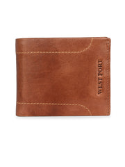 West Port Men's Genuine Leather Wallet – Classic Design with Ample Storage (M-WT-ISC-11-COGNAC-MEDIUM)