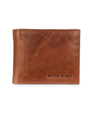 West Port Men's Genuine Leather Wallet – Classic Design with Ample Storage (M-WT-ISC-13-COGNAC-MEDIUM)