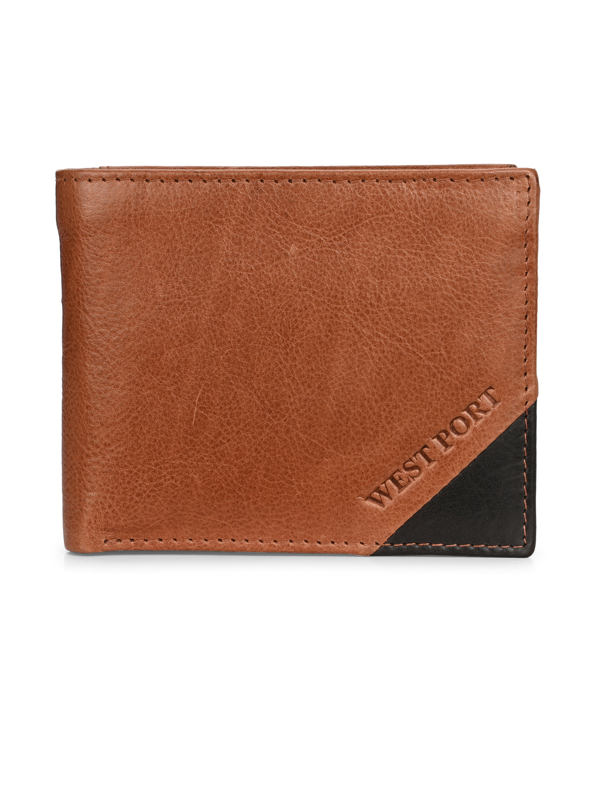 West Port Men's Genuine Leather Wallet – Classic Design with Ample Storage (M-WT-ISC-10-COGNAC-MEDIUM)