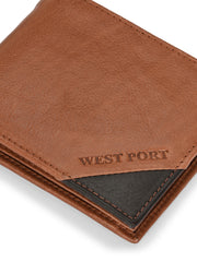 West Port Men's Genuine Leather Wallet – Classic Design with Ample Storage (M-WT-ISC-10-COGNAC-MEDIUM)