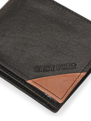 West Port Men's Genuine Leather Wallet – Classic Design with Ample Storage (M-WT-ISC-10-BLACK-MEDIUM)