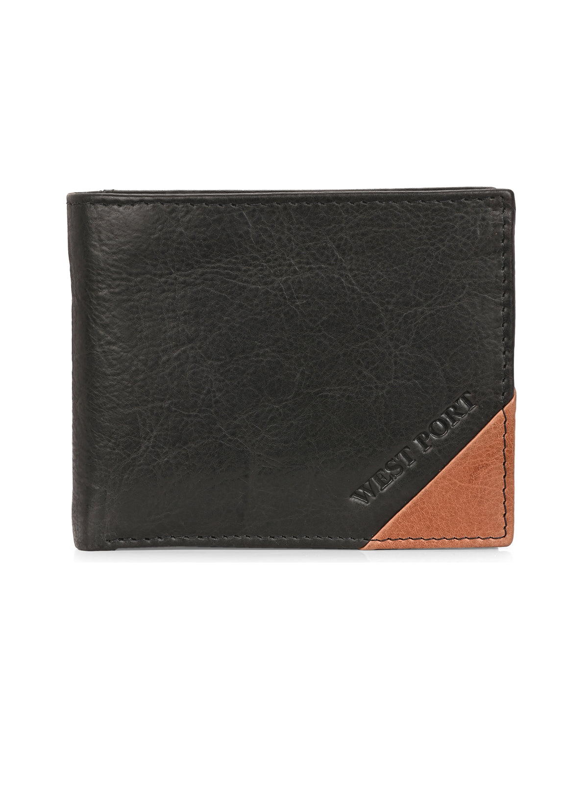 West Port Men's Genuine Leather Wallet – Classic Design with Ample Storage (M-WT-ISC-10-BLACK-MEDIUM)