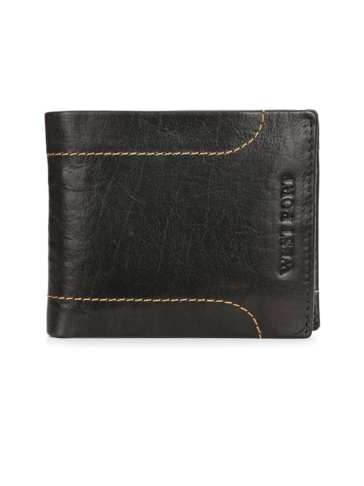 West Port Men's Genuine Leather Wallet – Classic Design with Ample Storage (M-WT-ISC-11-BLACK-MEDIUM)