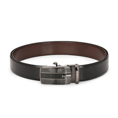 Valentino Men's Genuine Leather Auto Lock No-Hole Reversible Belt – Black and Tan with Ratchet Buckle (M-BT-MM-118)