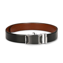 Valentino Men's Genuine Leather Auto Lock No-Hole Reversible Belt – Black and Tan with Ratchet Buckle (M-BT-MM-117-THRILL)