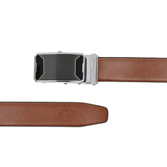 Valentino Men's Genuine Leather Auto Lock No-Hole Reversible Belt – Black and Tan with Ratchet Buckle (M-BT-MM-117-THRILL)