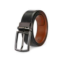 Valentino Men's Genuine Leather Reversible Belt – Black and Tan with Premium Buckle (M-BT-MM-115)