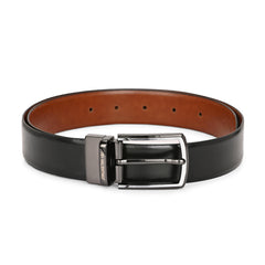 Valentino Men's Genuine Leather Reversible Belt – Black and Tan with Premium Buckle (M-BT-MM-115)