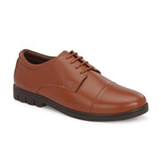 Men Premium Leather Police Tan Uniform Cap Toe Derby Shoes (Earth-53-PoliceTan)