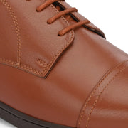 Men Premium Leather Police Tan Uniform Cap Toe Derby Shoes (Earth-53-PoliceTan)