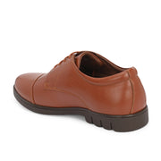 Men Premium Leather Police Tan Uniform Cap Toe Derby Shoes (Earth-53-PoliceTan)