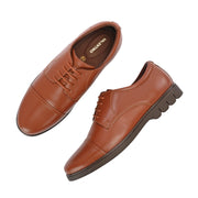 Men Premium Leather Police Tan Uniform Cap Toe Derby Shoes (Earth-53-PoliceTan)