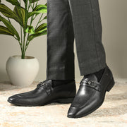 Men Premium Leather Formal Horsebit Loafers (ENDURE-10-BLACK)
