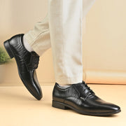 Men Premium Leather Formal Lace Up Shoes (Endure-65-Black)