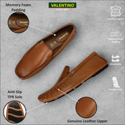 Men Premium Leather Tan Casual Slip On Driving Loafers (Emporio-05-Tan)