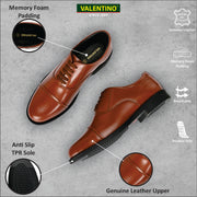 Men Premium Leather Tan Oxford Police Shoes | Available in Sizes 5 UK to 13 UK (Executive-Police-61-Tan)