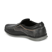 Men Premium Leather Black Slip On Casual Shoe (Fascinate-02-Black)