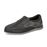 Men Premium Leather Black Slip On Casual Shoe (Fascinate-02-Black)