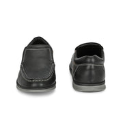 Men Premium Leather Black Slip On Casual Shoe (Fascinate-02-Black)