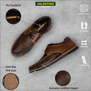 Men Premium Leather Casual Derby Shoes (Fascinate-55-Brown/Choco)