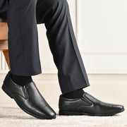 Men Premium Leather Black Slip-On Formal Shoes (Gateway-03-Black)