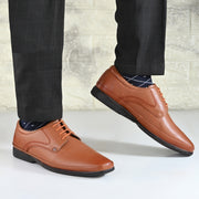 Men Premium Leather Tan Lace Up Formal Derby Shoes (Gateway-52-Tan)