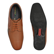 Men Premium Leather Tan Lace Up Formal Derby Shoes (Gateway-52-Tan)