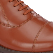 Men Full Smooth Genuine Leather Cap Toe Police Tan Oxford Shoes (Global-55-Police-Tan)