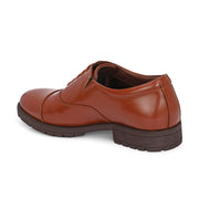 Men Full Smooth Genuine Leather Cap Toe Police Tan Oxford Shoes (Global-55-Police-Tan)