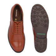 Men Full Smooth Genuine Leather Cap Toe Police Tan Oxford Shoes (Global-55-Police-Tan)