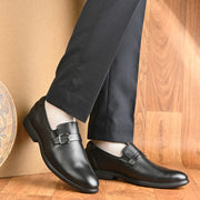 Men Premium Leather Black Slip-On Formal Shoes (Joyland-47-Black)
