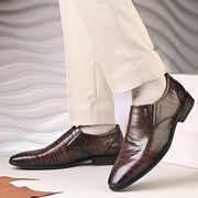 Men Premium Leather Slip-On Formal Shoes (Endure-25-Brown)