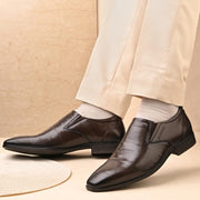 Men Premium Leather Slip-On Formal Shoes (Endure-21-Brown)