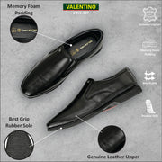 Men Premium Leather Black Slip-On Formal Shoes (Gateway-02-Black)