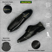 Men Premium Leather Black Lace Up Formal Derby Shoes (Gateway-52-Black)