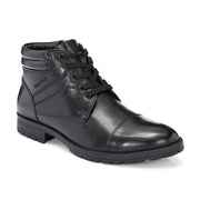 Men Premium Leather Black Side Zipper & Lace-Up Ankle Boot (Global-79-Black)