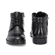 Men Premium Leather Black Side Zipper & Lace-Up Ankle Boot (Global-79-Black)
