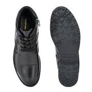 Men Premium Leather Black Side Zipper & Lace-Up Ankle Boot (Global-79-Black)