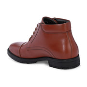 Men Premium Leather Tan Police Lace-Up Ankle Boots (Global-84-Tan)