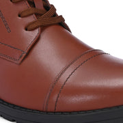 Men Premium Leather Tan Police Lace-Up Ankle Boots (Global-84-Tan)