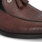 Men Premium Leather Slip On Loafers (Indigo-25-Brown)