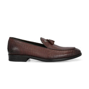 Men Premium Leather Slip On Loafers (Indigo-25-Brown)
