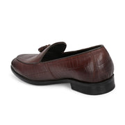 Men Premium Leather Slip On Loafers (Indigo-25-Brown)