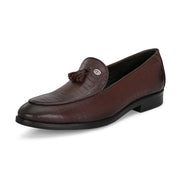 Men Premium Leather Slip On Loafers (Indigo-25-Brown)