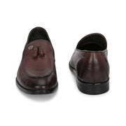 Men Premium Leather Slip On Loafers (Indigo-25-Brown)