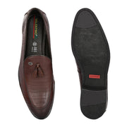 Men Premium Leather Slip On Loafers (Indigo-25-Brown)