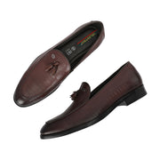 Men Premium Leather Slip On Loafers (Indigo-25-Brown)