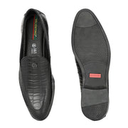 Men Premium Leather Slip On Loafers (Indigo-26-Black)