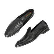 Men Premium Leather Slip On Loafers (Indigo-26-Black)