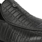 Men Premium Leather Slip On Loafers (Indigo-26-Black)